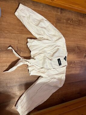 Express White Tie-Front Blouse